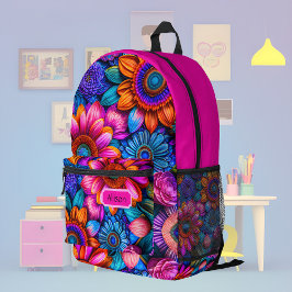 Mochila Impresa Patrón floral en estilo boho, personalizado