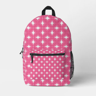 Mochila Impresa Patrón floral geométrico rosa vintage