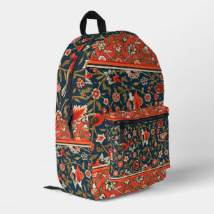 Mochila Impresa Patrón floral indo-persa bohemio vintage rojo