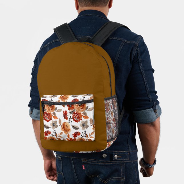 Mochila Impresa Patrón floral marrón acuarela (Insitu (Modelo))