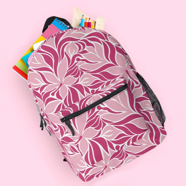 Mochila Impresa Patrón floral moderno y elegante flores rosadas fe (Trendy Modern Floral Pattern Flowers Girly Pink Printed Backpack
)