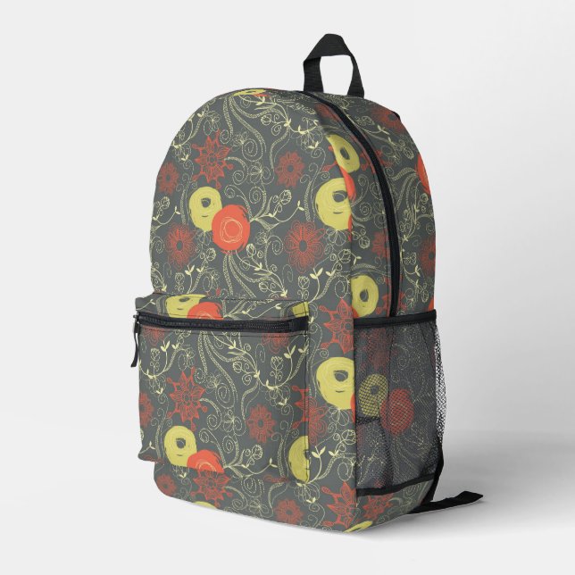 Mochila Impresa Patrón floral retro (Esquina derecha trasera )