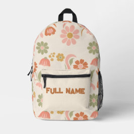 Mochila Impresa Patrón Floral Retro Boho Margarita