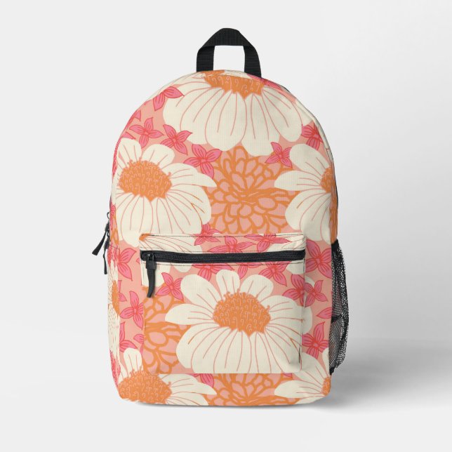 Mochila Impresa Patrón floral rosa (Anverso)