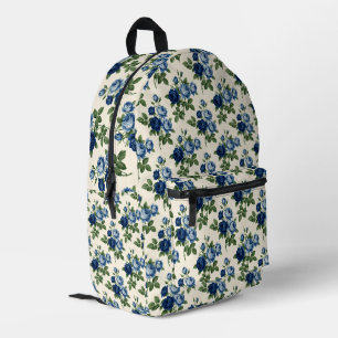Mochila Impresa Patrón Floral Rosa Azul