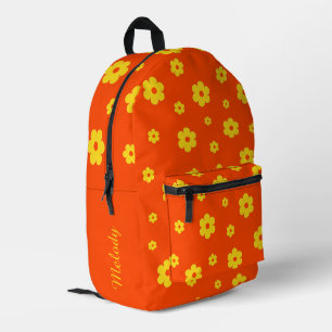 Mochila Impresa Patrón floral vintage de margarita amarillo retro