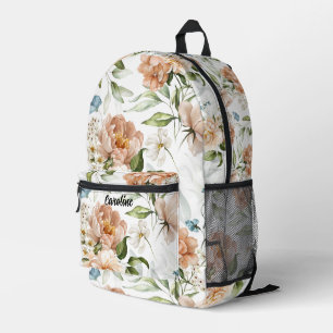 Mochila Impresa Patrón floral vintage en acuarela del siglo XVII