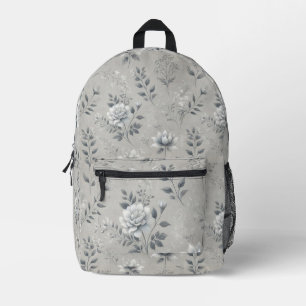 Mochila Impresa Patrón floral vintage sobre fondo gris ruso