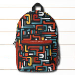 Mochila Impresa Patrón geométrico abstracto moderno personalizado<br><div class="desc">La mochila de nombre personalizado del patrón geométrico abstracto moderno presenta un patrón geométrico abstracto moderno en negro,  marrón,  azul,  amarillo y blanco con su nombre,  monograma o texto personalizado. Perfecto para la escuela,  deportes,  gimnasia,  viajes y más. Diseñado por ©Evco Studio www.zazzle.com/store/evcostudio</div>