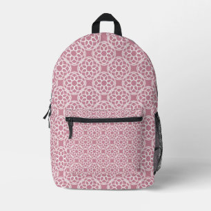 Mochila Impresa Patrón geométrico blanco y rosa sin costuras