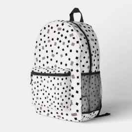 Mochila Impresa Patrón geométrico cuadrado blanco y negro
