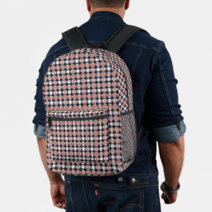 Mochila Impresa Patrón geométrico de cuadros a cuadros marrón