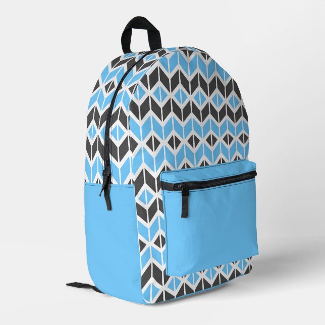 Mochila Impresa Patrón geométrico de hueso de arenisca azul modern (Esquina izquierda trasera)