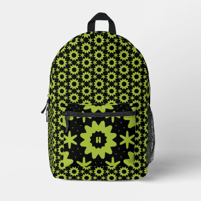 Mochila Impresa patrón geométrico de oliva lindo (Anverso)