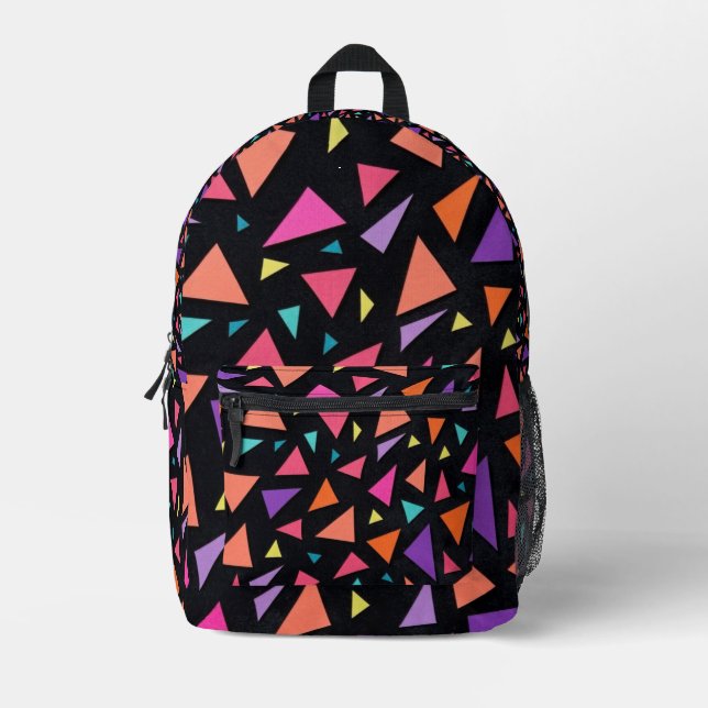 Mochila Impresa Patrón geométrico de triángulo multicolor (Anverso)
