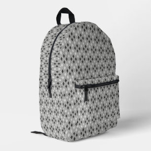 Mochila Impresa patrón geométrico gris en blanco y negro