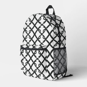 Mochila Impresa Patrón Geométrico minimalista Blanco Y Negro