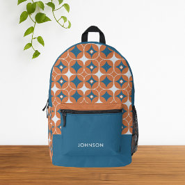 Mochila Impresa Patrón geométrico moderno Minimalista azul verde a