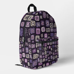 Mochila Impresa Patrón geométrico retro púrpura