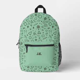 Mochila Impresa patrón geométrico retro verde caramelo