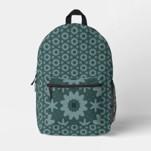 Mochila Impresa patrón geométrico verde azulado lindo