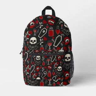Mochila Impresa Patrón Gótico de Vampiro R Púrpuras Murciélagos