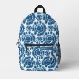 Mochila Impresa Patrón Guay del Shibori Blanco Girly Indigo