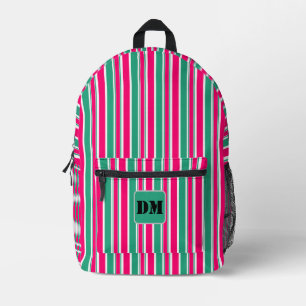 Mochila Impresa Patrón horizontal rayado rojo-verde