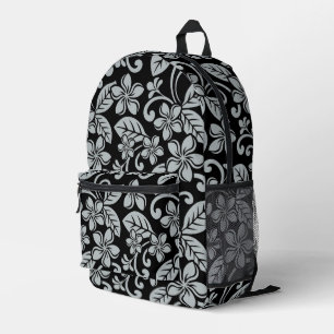 MOCHILA IMPRESA PATRÓN ISLANDÉS PLUMERIA EN NEGRO/GRIS