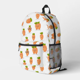 Mochila Impresa Patrón kawaii de zanahorias divertidas