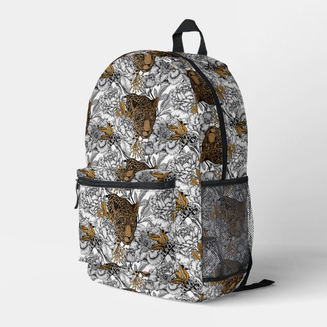 Mochila Impresa Patrón Leopard & Peonies (Esquina derecha trasera )