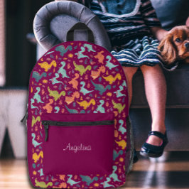 Mochila Impresa Patrón lindo de dibujos animados de dinosaurio col