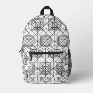 Mochila Impresa Patrón lineal abstracto de color blanco y negro vi