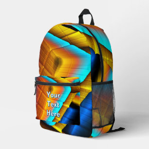 Mochila Impresa Patrón metálico azul dorado 33