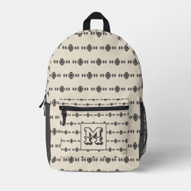 Mochila Impresa Patrón minimalista azteca geométrico sin tiempo (Anverso)