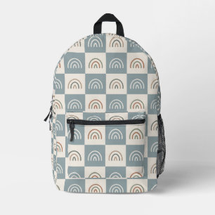 Mochila Impresa Patrón minimalista de arcoíris a cuadros boho
