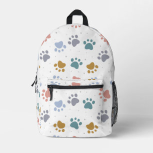 Mochila Impresa Patrón minimalista de huellas de patas pastel ador