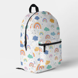 Mochila Impresa Patrón moderno de arcos de lluvia y nubes