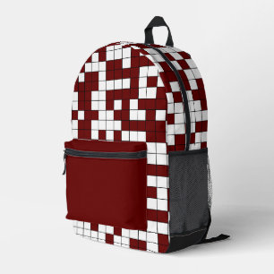 Mochila Impresa Patrón moderno de cuadrícula geométrica de Borgoña
