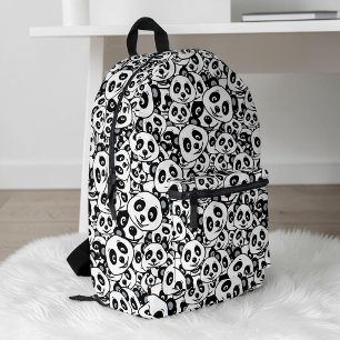 Mochila Impresa Patrón moderno de oso panda lindo en blanco y negr