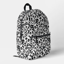 Mochila Impresa Patrón moderno de oso panda lindo en blanco y negr