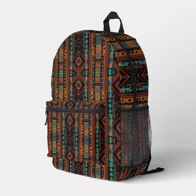 Mochila Impresa Patrón nativo americano de arte de boho (Esquina derecha trasera )