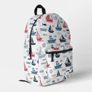 Mochila Impresa Patrón náutico con veleros y peces