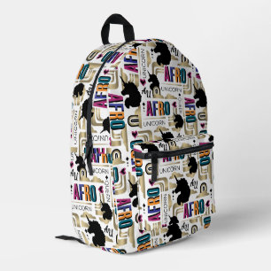 Mochila Impresa Patrón negrita de Afro Unicornio