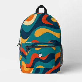 Mochila Impresa Patrón ondulado retro moderno abstracto 