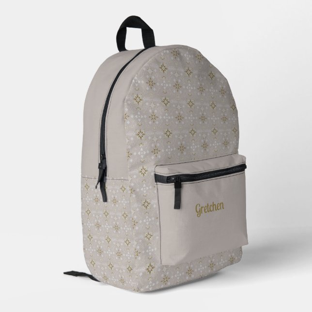 Mochila Impresa Patrón oro escandinavo y tan manala (Esquina izquierda trasera)