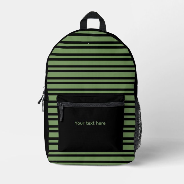 Mochila Impresa Patrón personalizable sin costuras de rayas negras (Anverso)