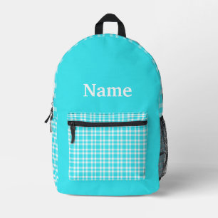 Mochila Impresa Patrón Personalizado de Cuadros Azules y Blancos