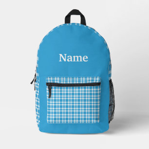 Mochila Impresa Patrón Personalizado de Cuadros Azules y Blancos