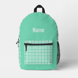 Mochila Impresa Patrón personalizado de cuadros blancos y aguamari